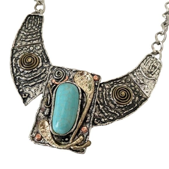 Boho Vintage Vibe Silver Tone Collar Necklace - Picture 3 of 3